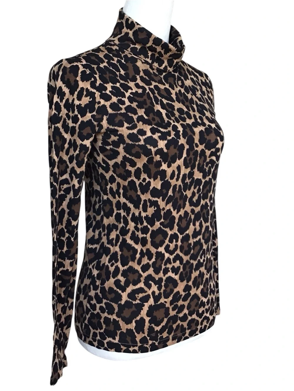 J Crew Leopard Print Turtleneck Long Sleeve Top Size XS NEW